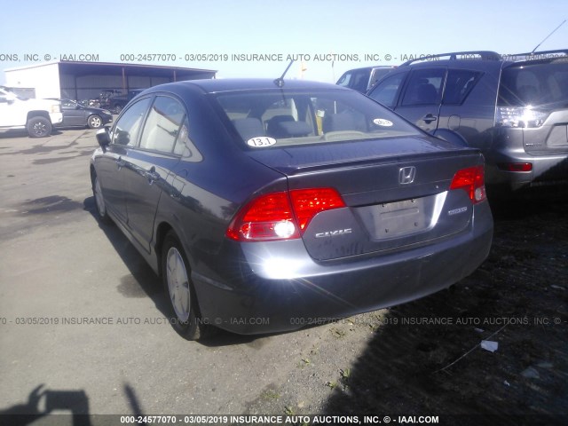 JHMFA36297S027535 - 2007 HONDA CIVIC HYBRID BLUE photo 6