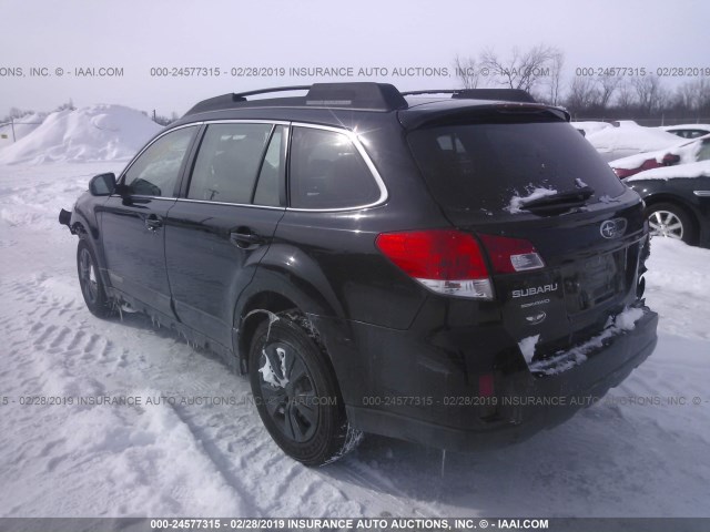 4S4BRBAC9B3395781 - 2011 SUBARU OUTBACK 2.5I BLACK photo 3