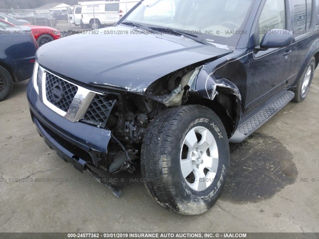 5N1AR18W56C640099 - 2006 NISSAN PATHFINDER LE/SE/XE BLUE photo 6