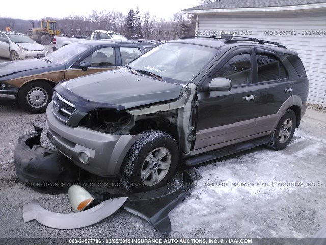 KNDJC733X45242040 - 2004 KIA SORENTO EX/LX GREEN photo 2