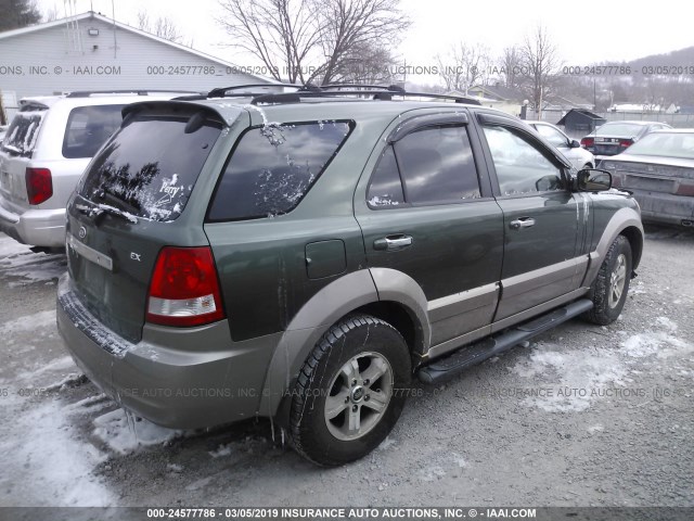 KNDJC733X45242040 - 2004 KIA SORENTO EX/LX GREEN photo 4