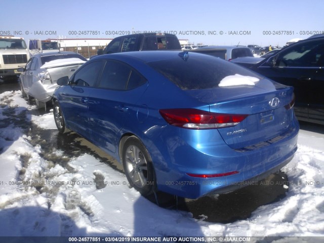 KMHD84LF9HU193413 - 2017 HYUNDAI ELANTRA SE/VALUE/LIMITED BLUE photo 3