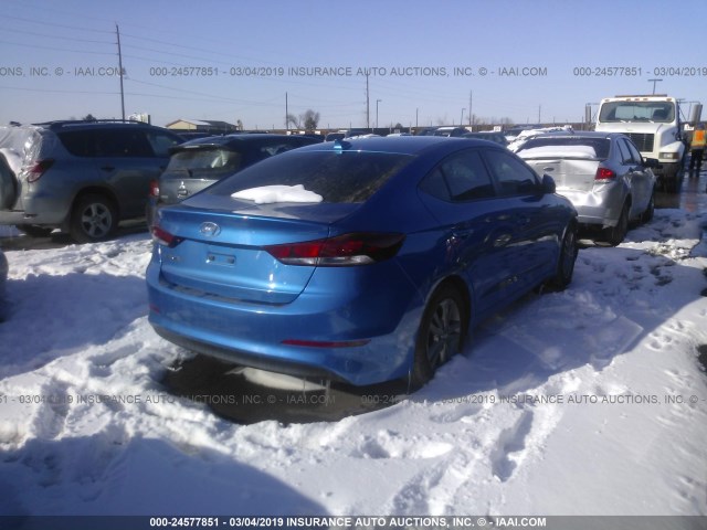 KMHD84LF9HU193413 - 2017 HYUNDAI ELANTRA SE/VALUE/LIMITED BLUE photo 4