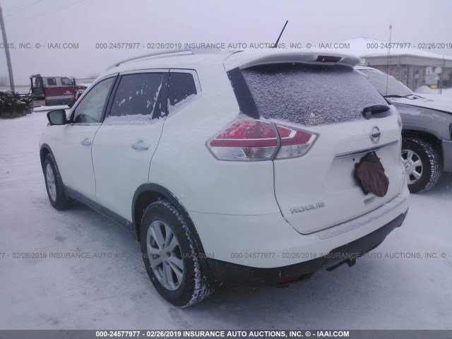 KNMAT2MT3FP592134 - 2015 NISSAN ROGUE S/SL/SV WHITE photo 3