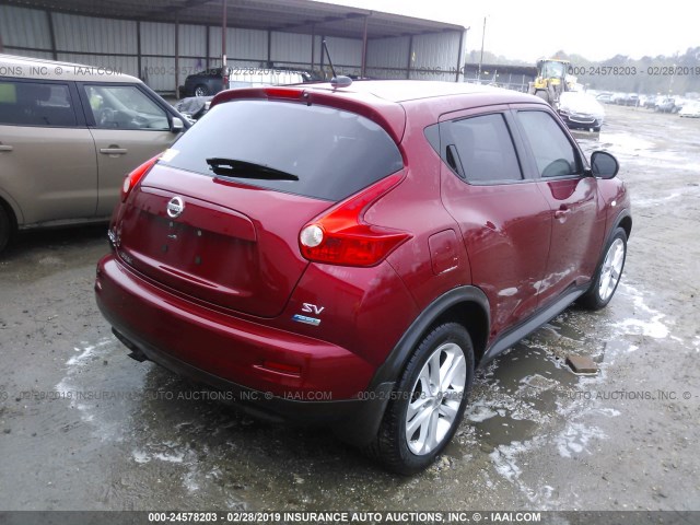 JN8AF5MR2CT113674 - 2012 NISSAN JUKE S/SV/SL RED photo 4