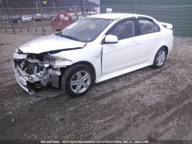 JA32V2FW1EU003649 - 2014 MITSUBISHI LANCER SE WHITE photo 2