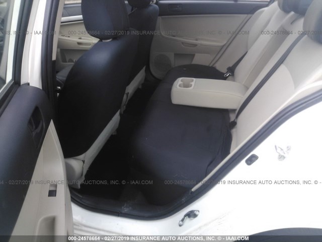 JA32V2FW1EU003649 - 2014 MITSUBISHI LANCER SE WHITE photo 8