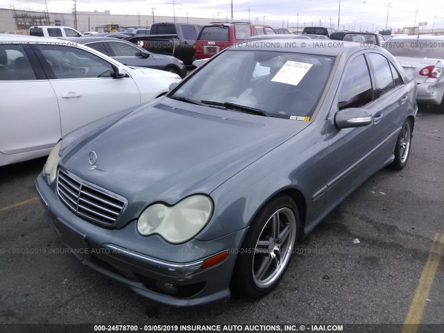 WDBRF40J35A797432 - 2005 MERCEDES-BENZ C 230K SPORT SEDAN BLUE photo 2