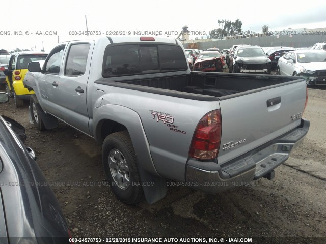 5TEJU62N57Z379396 - 2007 TOYOTA TACOMA DOUBLE CAB PRERUNNER SILVER photo 3