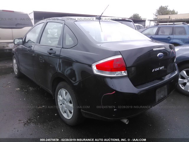 1FAHP34N18W116666 - 2008 FORD FOCUS S/SE BLACK photo 3