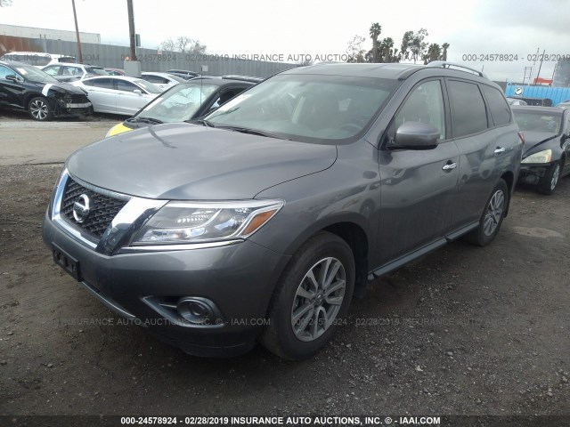 5N1AR2MN7GC623521 - 2016 NISSAN PATHFINDER S/SV/SL/PLATINUM GRAY photo 2