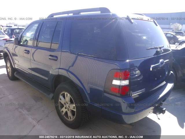 1FMEU63897UB55045 - 2007 FORD EXPLORER XLT BLUE photo 3