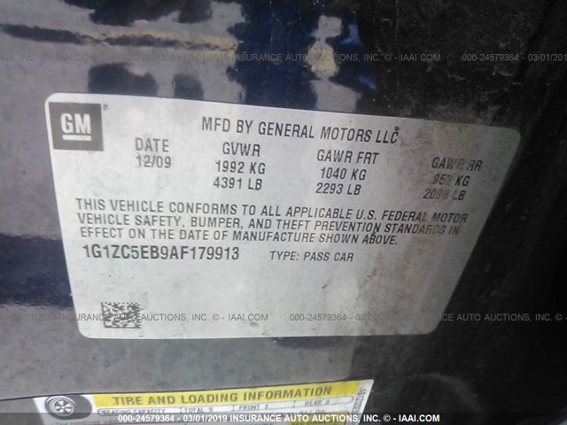 1G1ZC5EB9AF179913 - 2010 CHEVROLET MALIBU 1LT Dark Blue photo 9