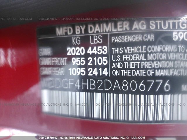 WDDGF4HB2DA806776 - 2013 MERCEDES-BENZ C 250 RED photo 9