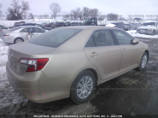 4T4BF1FK0CR244607 - 2012 TOYOTA CAMRY SE/LE/XLE GOLD photo 4