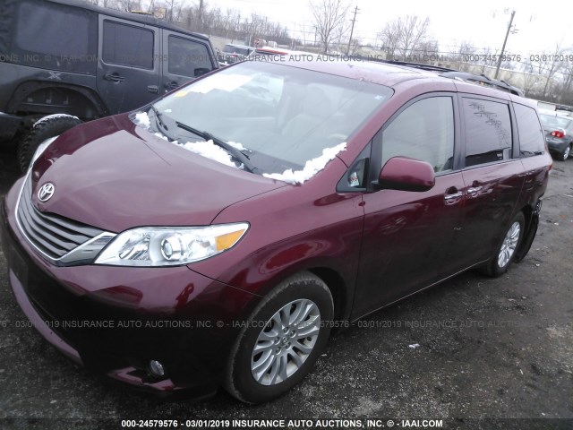 5TDYK3DC5DS362637 - 2013 TOYOTA SIENNA XLE/LIMITED RED photo 2