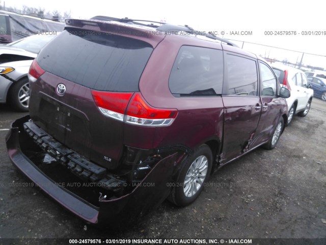 5TDYK3DC5DS362637 - 2013 TOYOTA SIENNA XLE/LIMITED RED photo 4