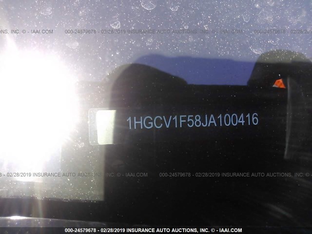 1HGCV1F58JA100416 - 2018 HONDA ACCORD EXL Mavi foto 9