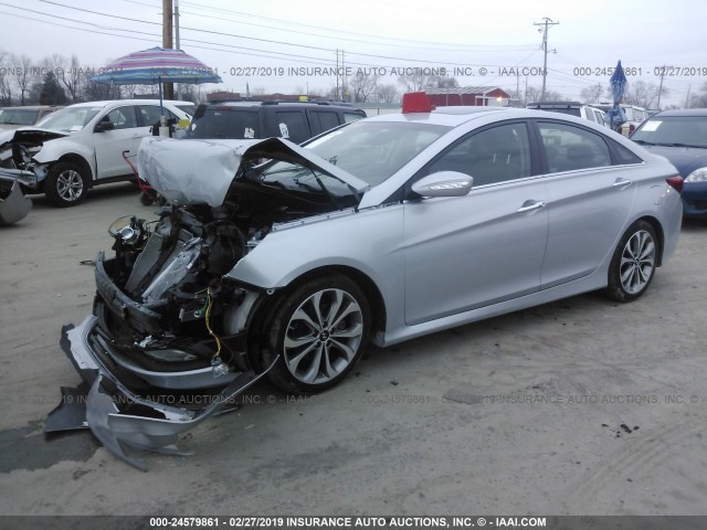 5NPEC4ABXEH847512 - 2014 HYUNDAI SONATA SE/LIMITED SILVER photo 2