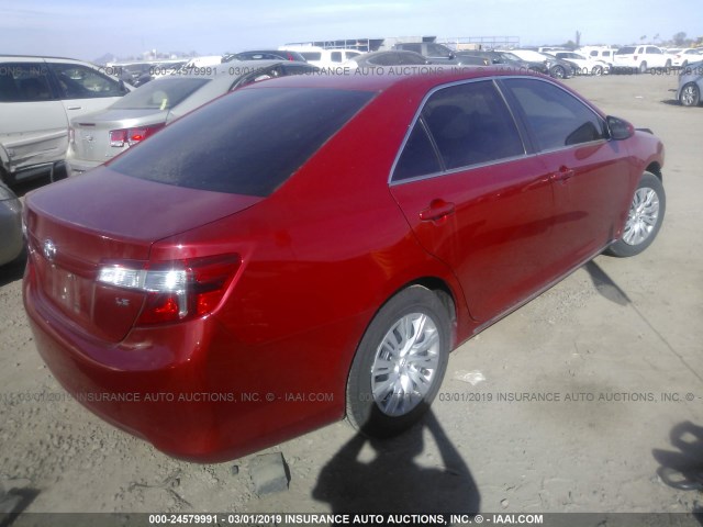 4T4BF1FKXDR285067 - 2013 TOYOTA CAMRY L/SE/LE/XLE 红色 照片 4