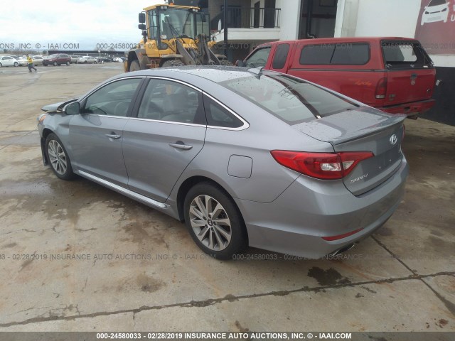 5NPE34AFXHH505615 - 2017 HYUNDAI SONATA SPORT/LIMITED SILVER photo 3