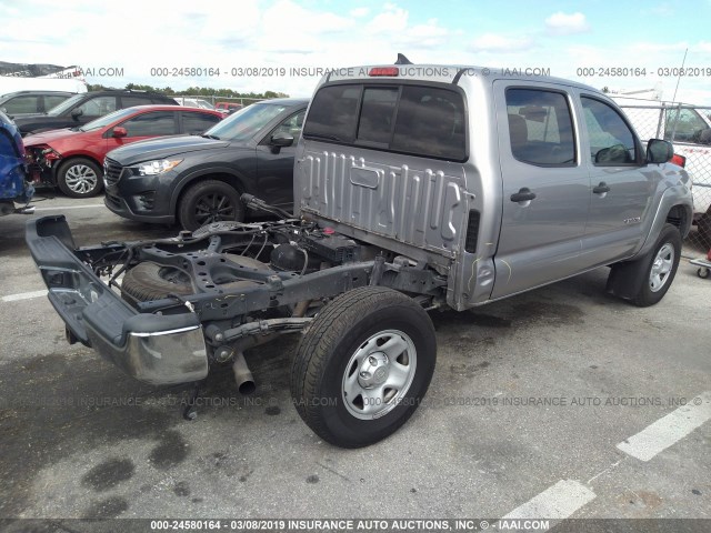 5TFJU4GN1FX067420 - 2015 TOYOTA TACOMA DOUBLE CAB PRERUNNER SILVER photo 4