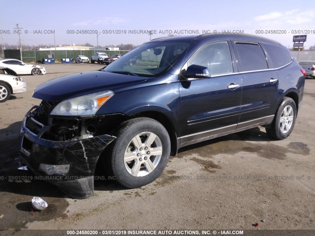 1GNKRGED0BJ398754 - 2011 CHEVROLET TRAVERSE LT Dark Blue photo 2