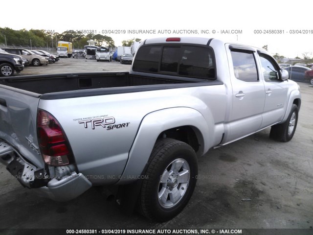 3TMMU52N58M006574 - 2008 TOYOTA TACOMA DOUBLE CAB LONG BED SILVER photo 4