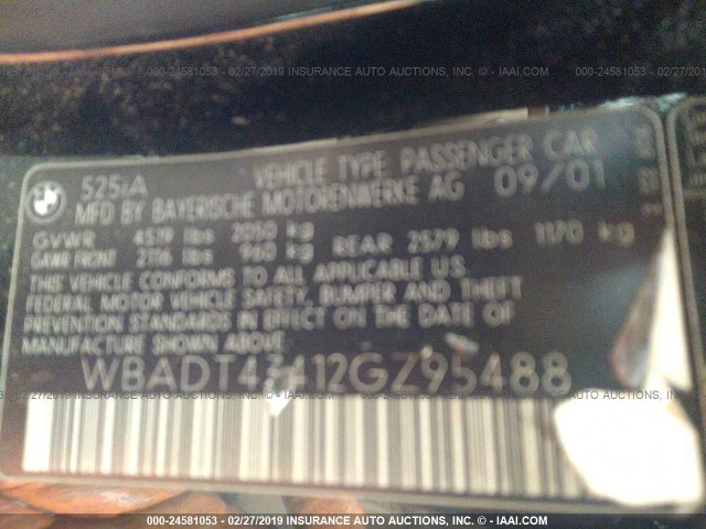 WBADT43412GZ95488 - 2002 BMW 525 I AUTOMATIC Qara foto 9