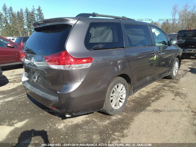 5TDYK3DC6ES441493 - 2014 TOYOTA SIENNA XLE/LIMITED GRAY photo 4