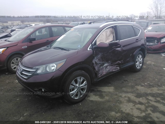 5J6RM4H73DL026854 - 2013 HONDA CR-V EXL MAROON photo 2