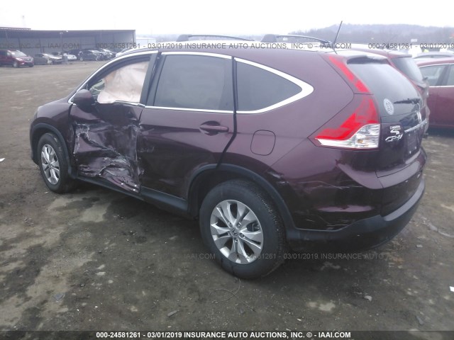 5J6RM4H73DL026854 - 2013 HONDA CR-V EXL MAROON photo 3