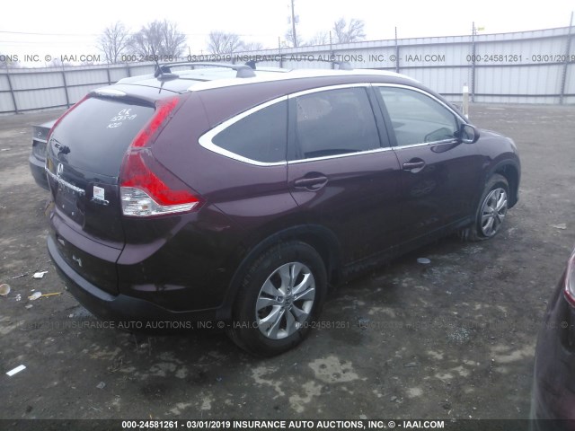 5J6RM4H73DL026854 - 2013 HONDA CR-V EXL MAROON photo 4