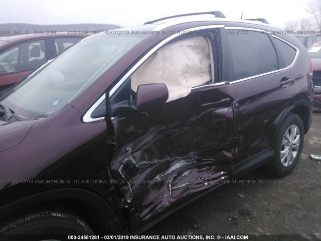 5J6RM4H73DL026854 - 2013 HONDA CR-V EXL MAROON photo 6