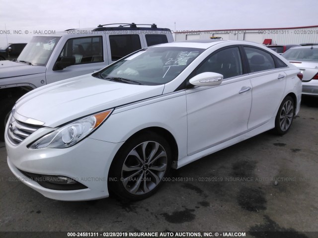 5NPEC4AB1EH857474 - 2014 HYUNDAI SONATA SE/LIMITED WHITE photo 2