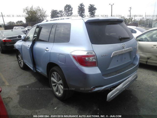 JTEEW44A382008409 - 2008 TOYOTA HIGHLANDER HYBRID LIMITED BLUE photo 3