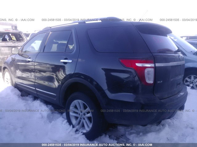 1FM5K8D81DGA34603 - 2013 FORD EXPLORER XLT BLACK photo 3