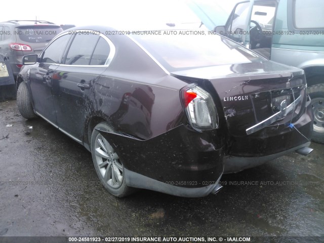 1LNHL9DR6AG604566 - 2010 LINCOLN MKS MAROON photo 3