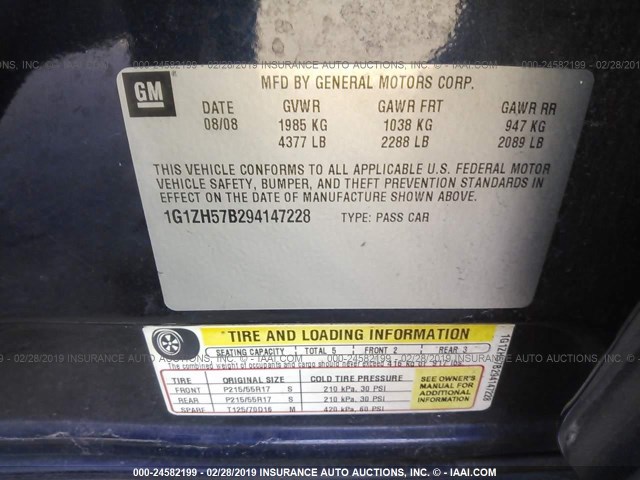 1G1ZH57B294147228 - 2009 CHEVROLET MALIBU 1LT 蓝色 照片 9