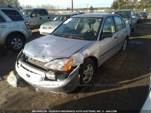 1HGES16241L051372 - 2001 HONDA CIVIC DX SILVER photo 2