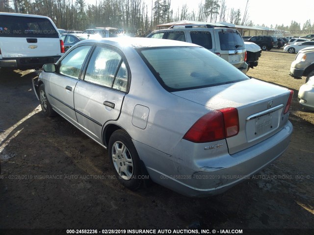 1HGES16241L051372 - 2001 HONDA CIVIC DX SILVER photo 3