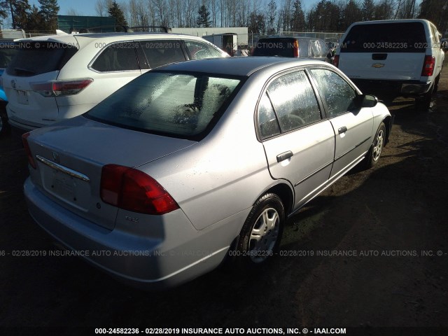 1HGES16241L051372 - 2001 HONDA CIVIC DX SILVER photo 4