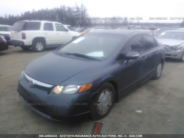 JHMFA36266S029158 - 2006 HONDA CIVIC HYBRID Dark Blue photo 2