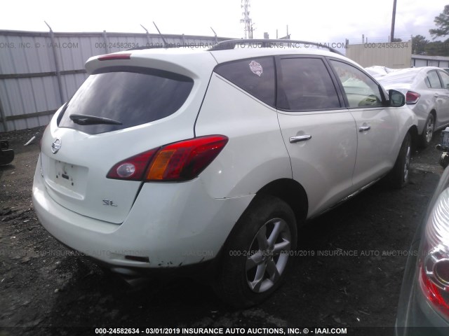 JN8AZ18U79W022616 - 2009 NISSAN MURANO S/SL WHITE photo 4