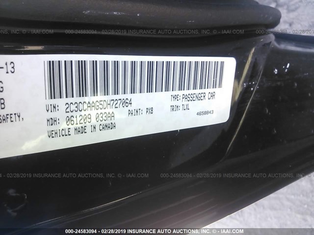 2C3CCAAG5DH727064 - 2013 CHRYSLER 300 BLACK photo 9