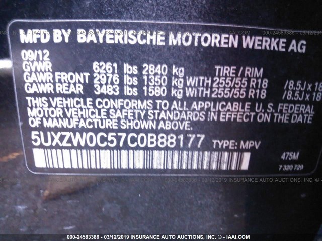 5UXZW0C57C0B88177 - 2012 BMW X5 XDRIVE35D Yaşıl foto 9