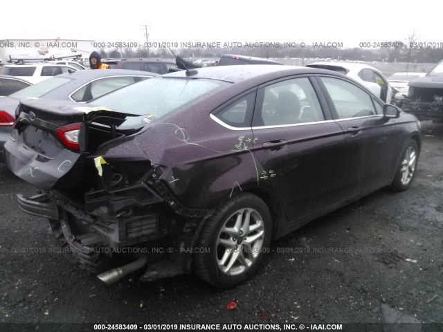 3FA6P0H79DR141314 - 2013 FORD FUSION SE BURGUNDY photo 4