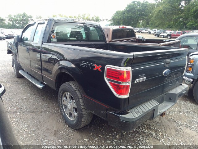 1FTEX1C89AFC21295 - 2010 FORD F150 SUPER CAB BLACK photo 3