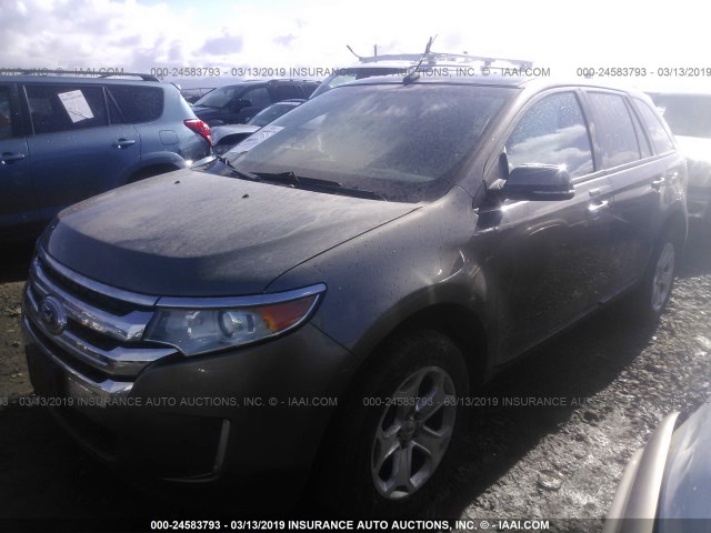 2FMDK4JC7DBC85811 - 2013 FORD EDGE SEL GRAY photo 2