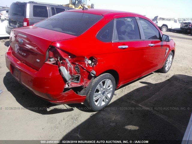1FAHP35N58W294773 - 2008 FORD FOCUS SE/SEL/SES RED photo 4